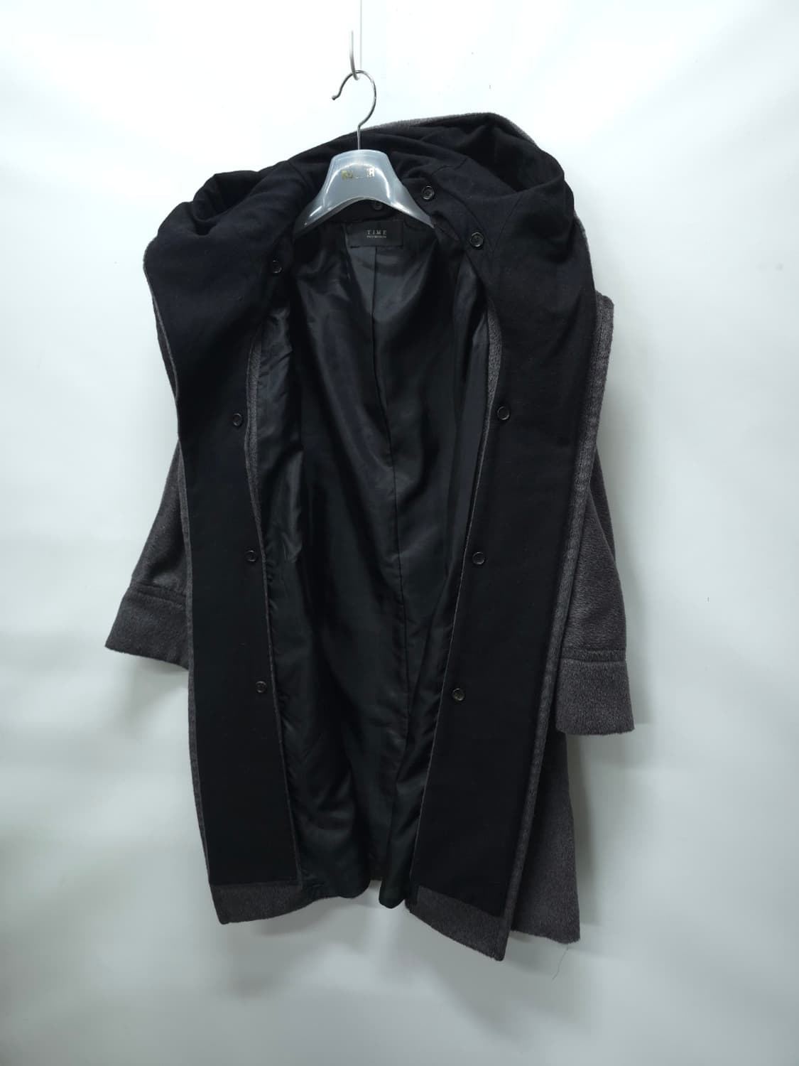 타임 여성 포스트모던 울,알파카 루즈핏 후드 코트 상품이미지5