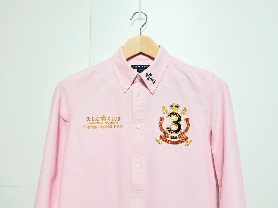 여성 레어 폴로 빅로고 딸기우유 핑크 옥스퍼드 옥스포드 긴팔 남방 셔츠 상품이미지7