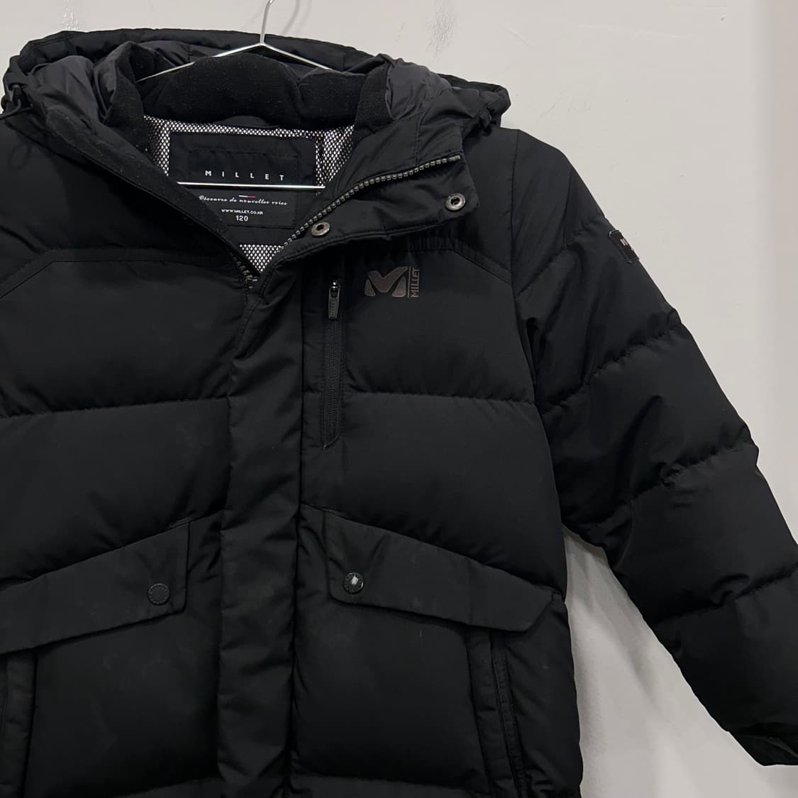 밀레 키즈 슬리브와펜 덕다운 후드 롱패딩 상품이미지1