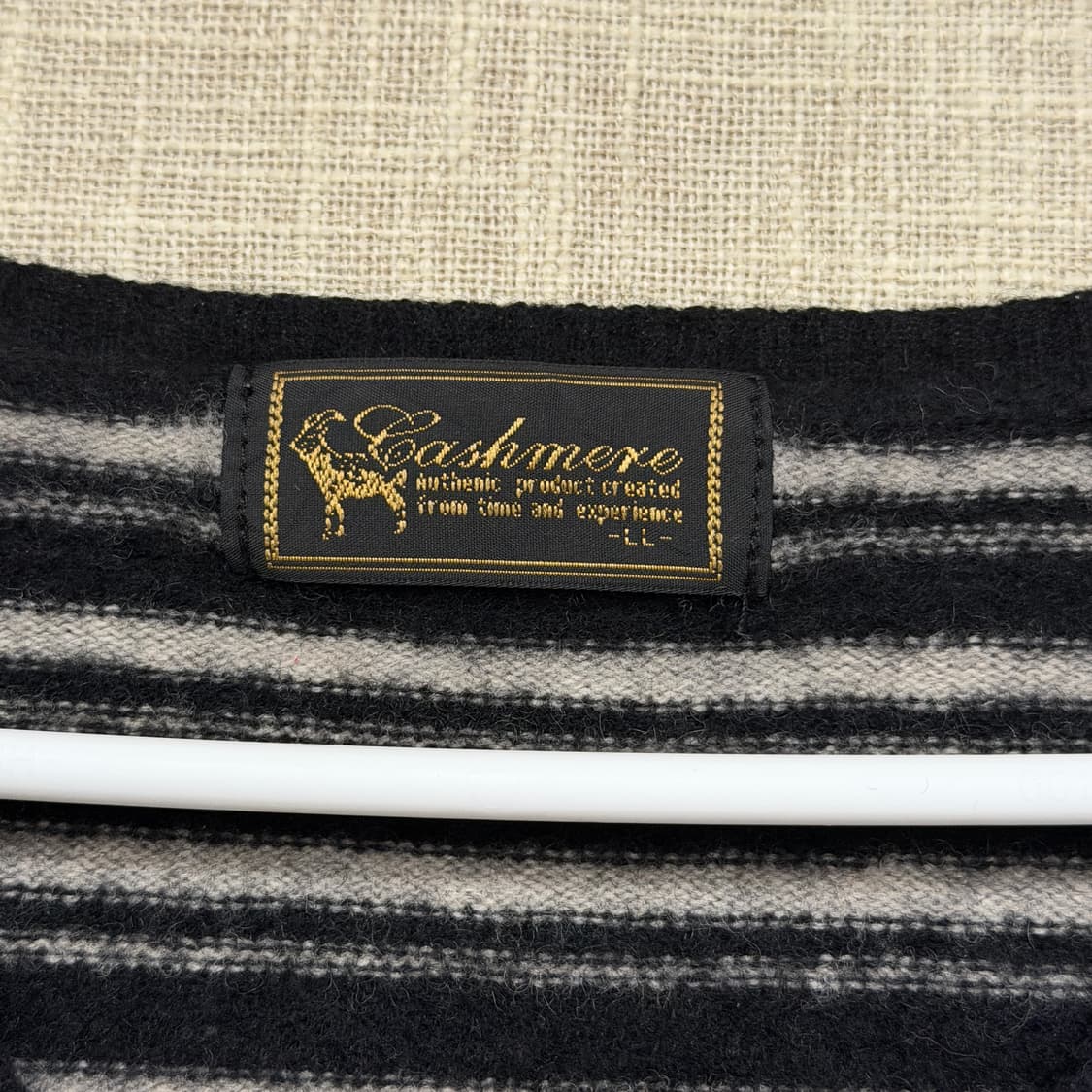 일본빈티지 캐시미어 100% 단가라 브이넥 니트 L 상품이미지3