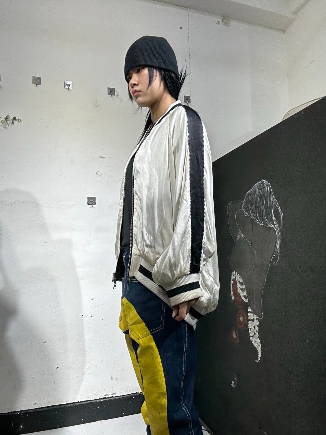 일본빈티지 대장급 화이트 호랑이 용 자수 오버핏 스카잔  L 상품이미지2