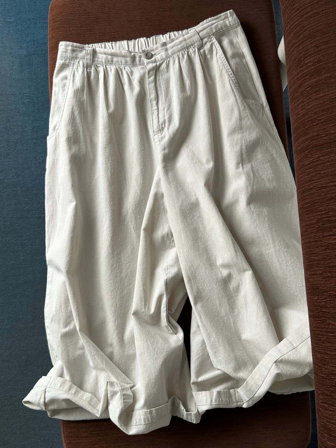 Washed linen rayon banded 3/4 gaucho pan 상품이미지1