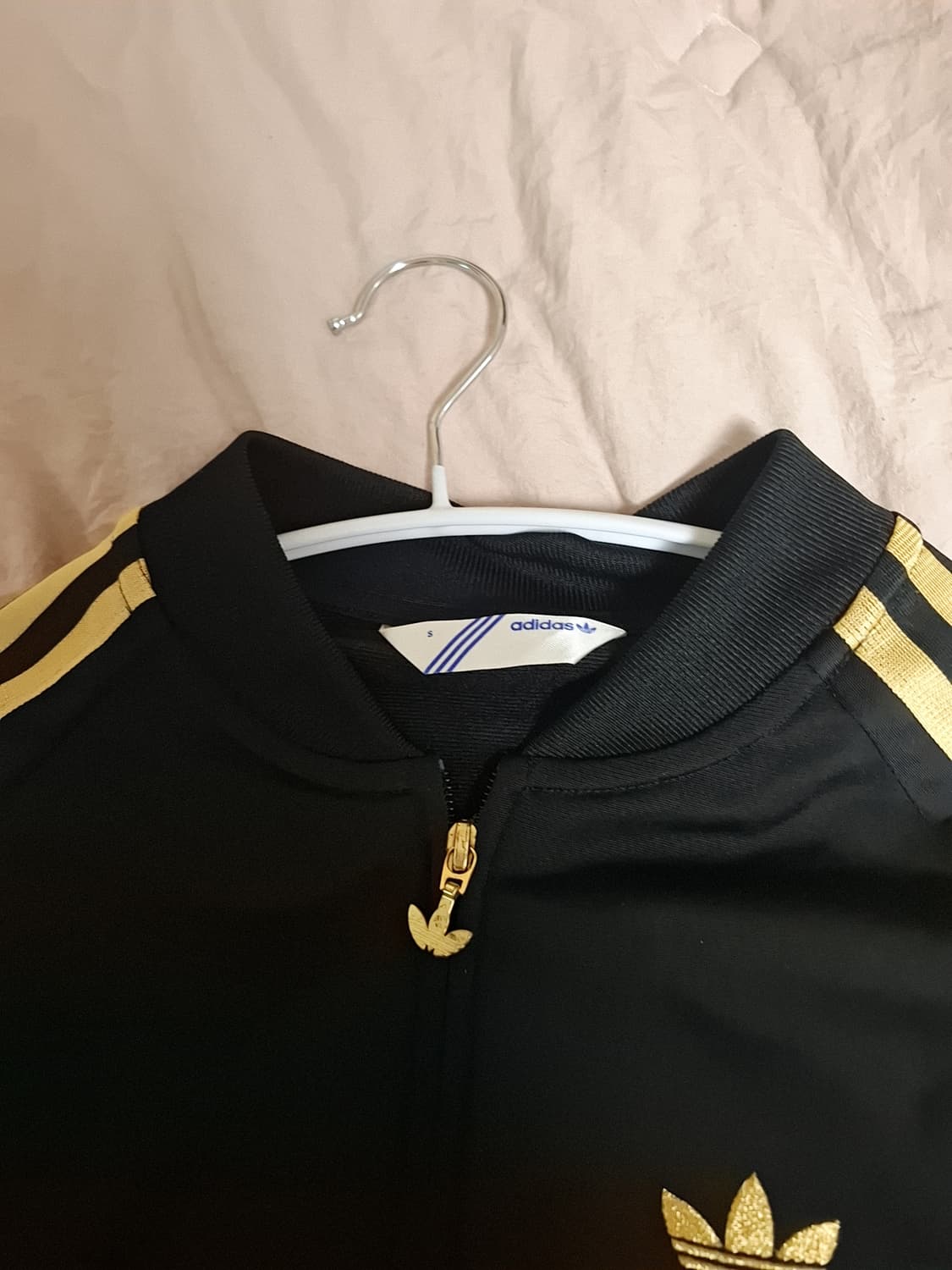 아디다스 거금 파이어버드 빅로고 트랙탑 집업 져지 블랙 금색 상품이미지3