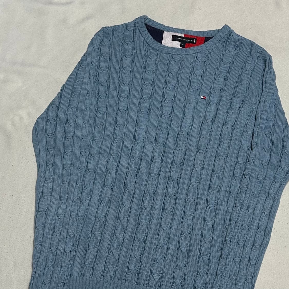 M 타미힐피거 스카이블루 케이블 니트 상품이미지1