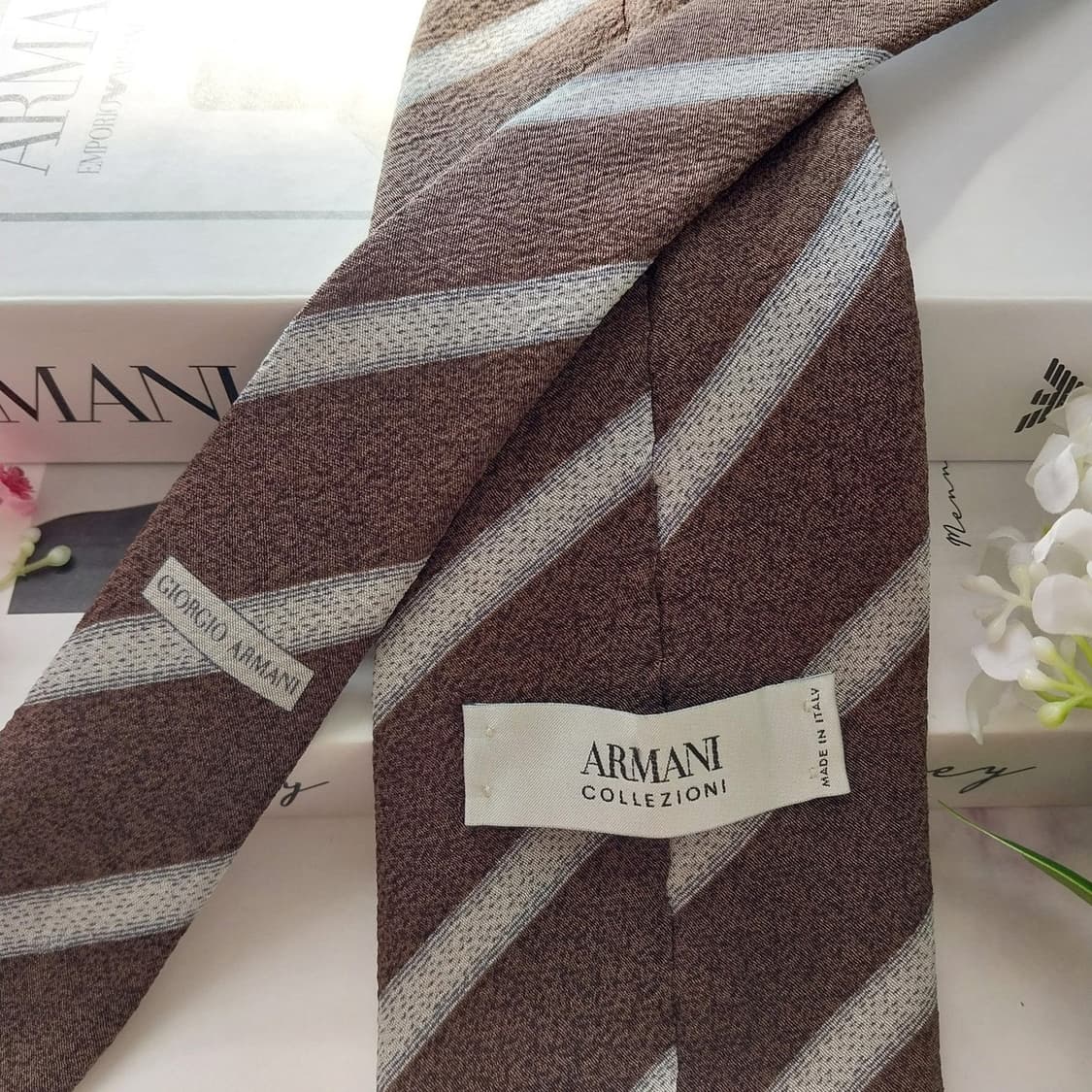 아르마니 꼴레지오니 실크 스트라이프 넥타이 9.6cm A+등급 K1895 상품이미지7