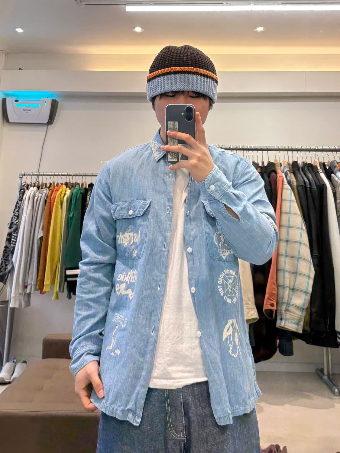 히스테릭 글래머 프린팅 샴브레이 데님 셔츠 상품이미지8