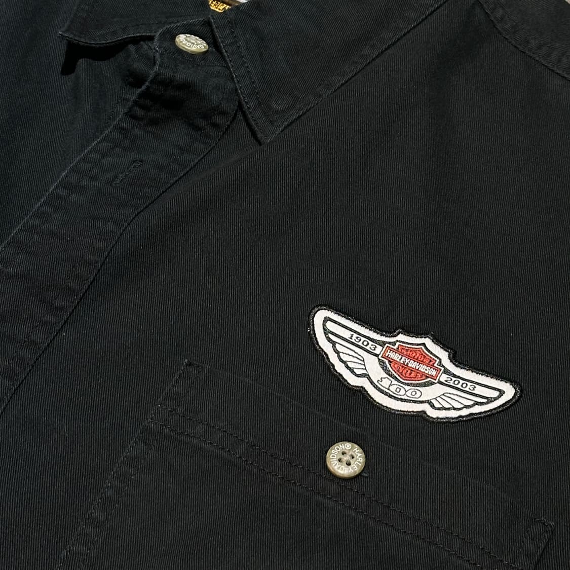 [HARLEY-DAVIDSON] 모터사이클 할리 자수 블랙 코튼 셔츠 상품이미지2