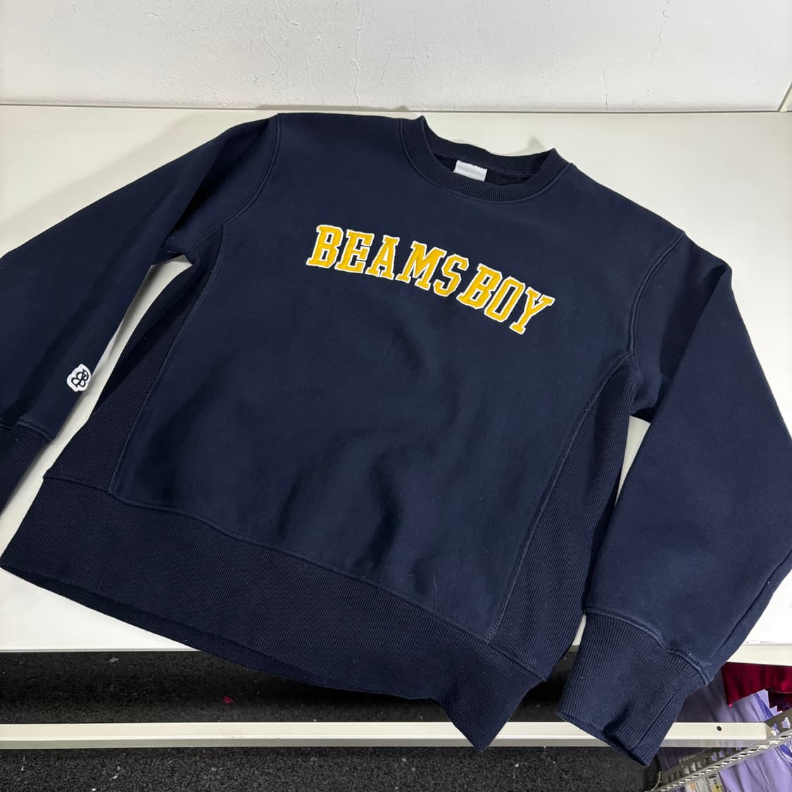 M 빔즈 X 챔피온 리버스위브 네이비 맨투맨 상품이미지1