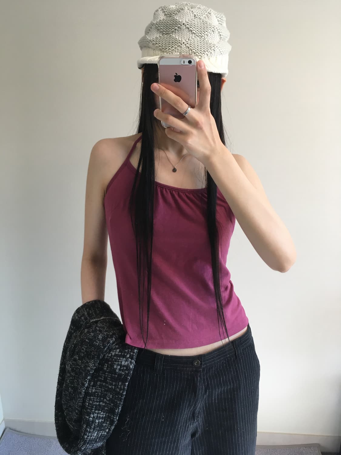 vintage halter neck sleeveless top pink 상품이미지3