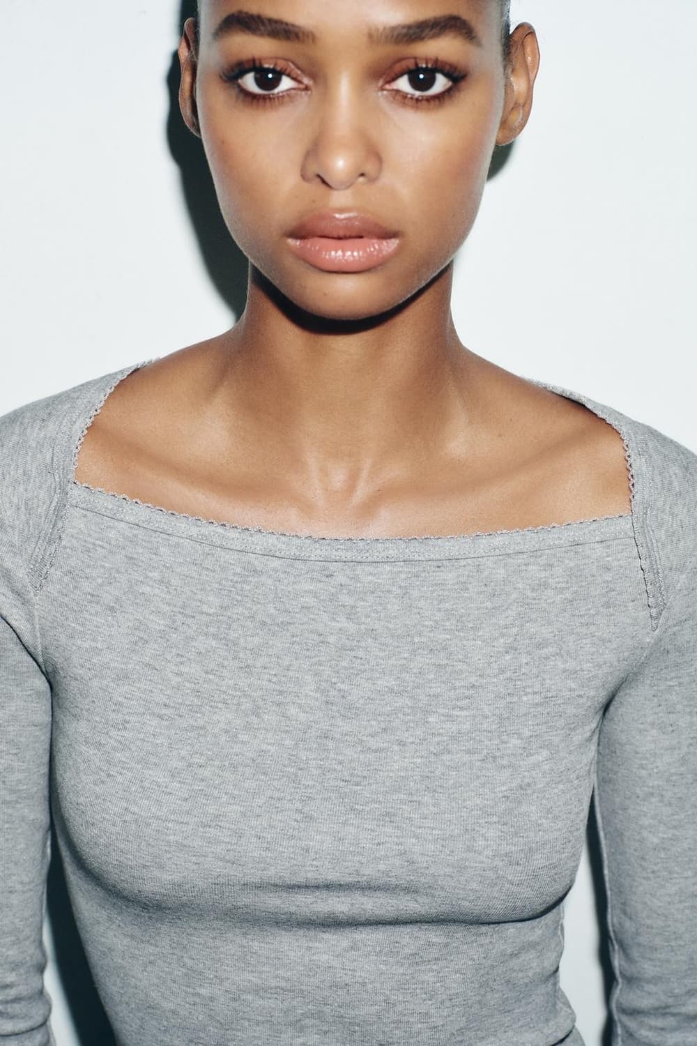 Zara 코튼모달티셔츠 7부 소매 그레이 L 상품이미지2