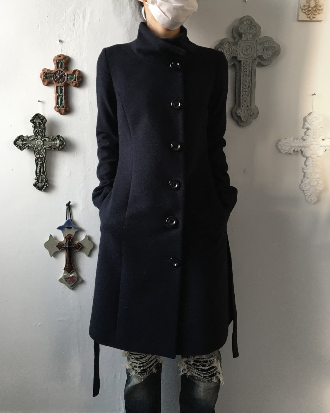 Belted high neck coat 상품이미지6