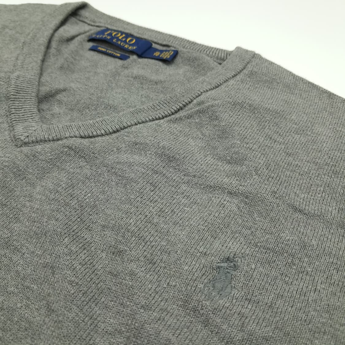 CN868 XL 폴로 랄프로렌 그레이 피마코튼 V넥 긴팔 니트 스웨터 상품이미지5
