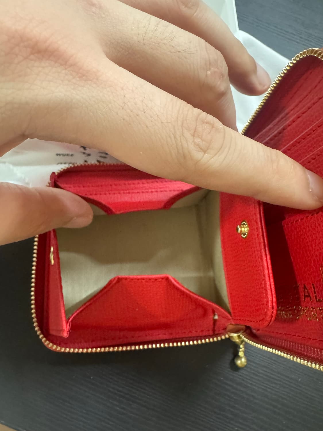 Kapital 캐피탈 떰즈 업 본 핸드 집 월렛 지갑 레드 상품이미지4