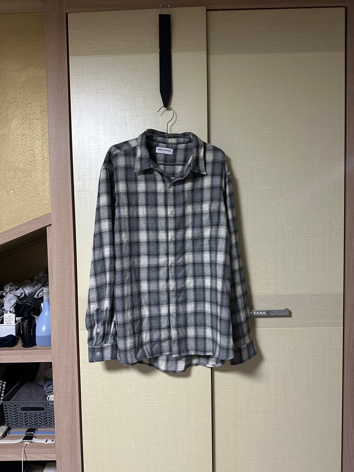 밀로아카이브 옴브레 체크셔츠 스모크그레이 XL 상품이미지2