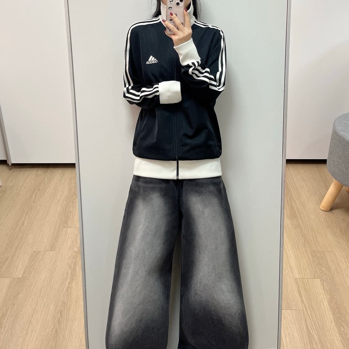 아디다스 자수로고 오레오 흰검 트랙탑 져지 상품이미지1