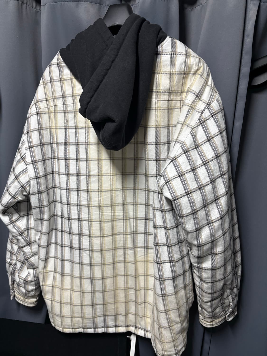 [L] 23fw 슈프림 디키즈 플레이드 후드집업 셔츠 화이트 상품이미지3