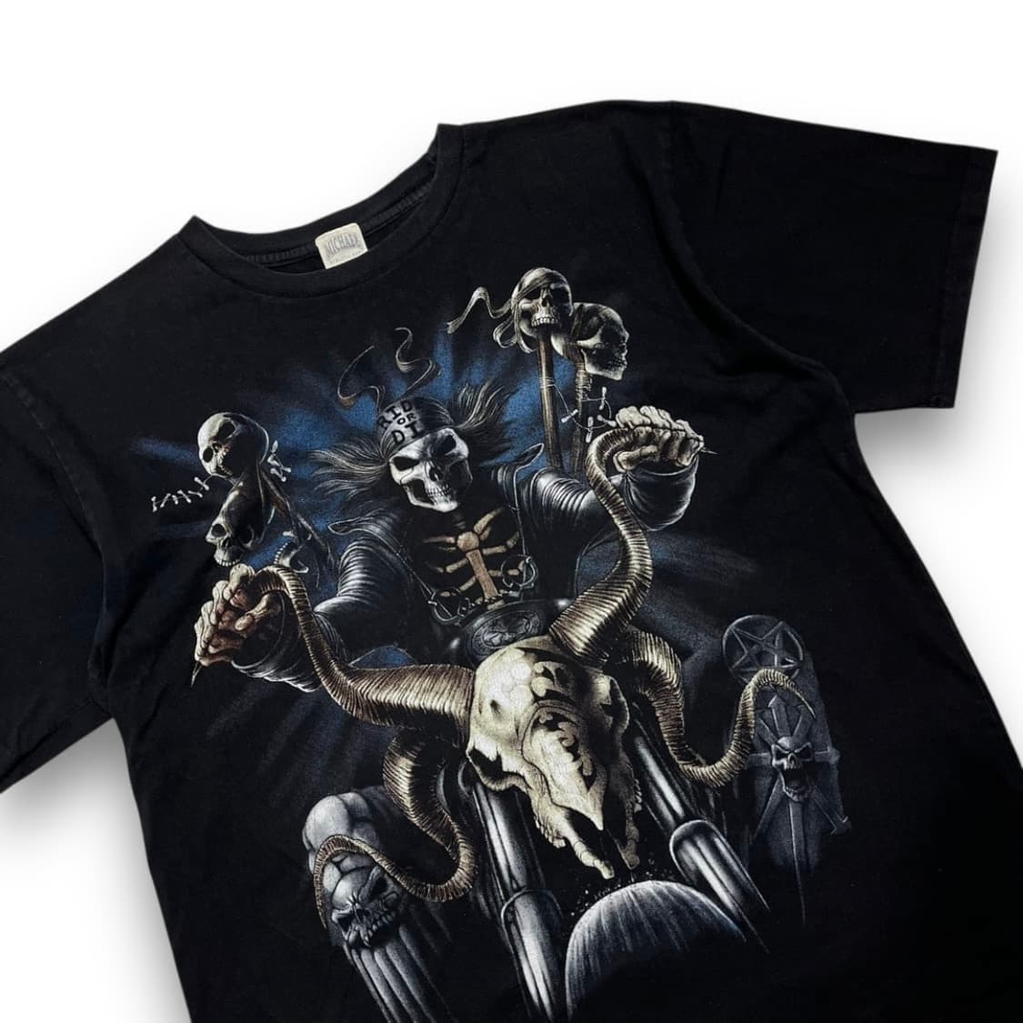마이클 빈티지 스컬 라이더 바이커 아트 반팔 티셔츠 상품이미지2