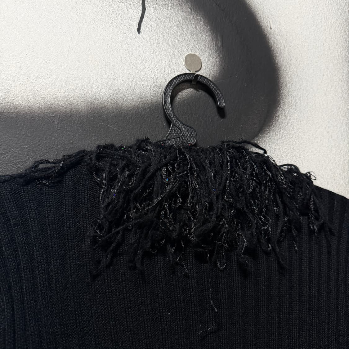 VTG 빈티지 블랙 웨스턴 러플 프린지 디테일 롱 니트 가디건 상품이미지5