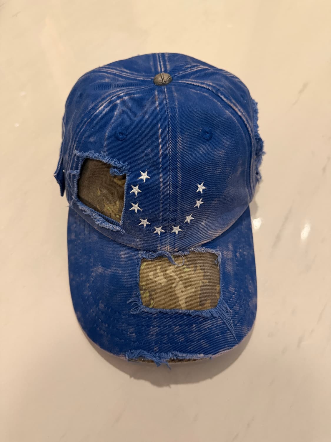 TECNINEGROUP 카모 디스트레스드 패널 스타 자수 캡 상품이미지2