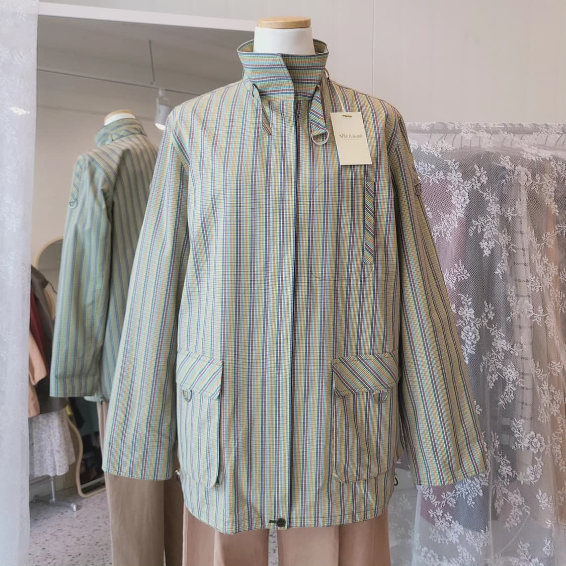 kaoryinu 레인보우체크 하이넥 자켓 상품이미지9