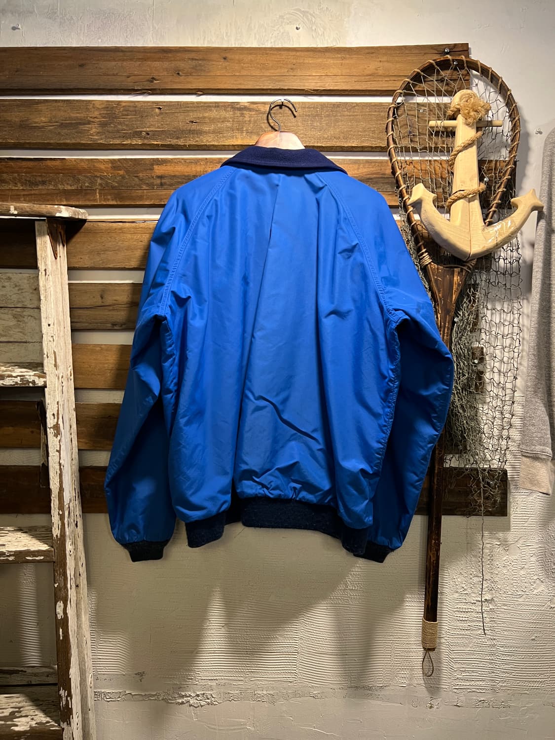 [XL]90s 엘엘빈 USA Made 플리스 라이닝 블루 나일론 웜업자켓 상품이미지6