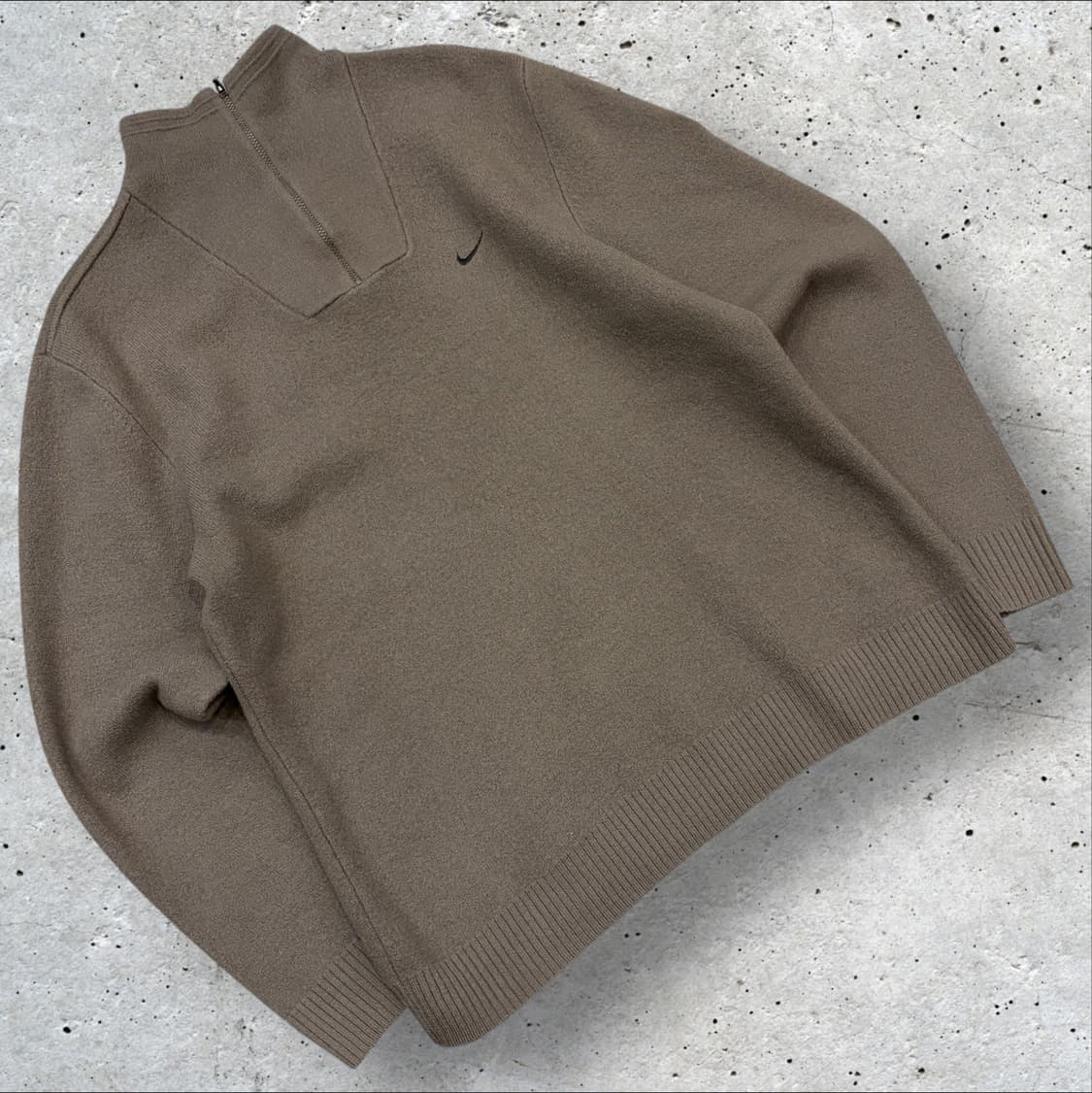 [XL] 00s 나이키 메리노울 하프집업 니트 브라운 C106 상품이미지1