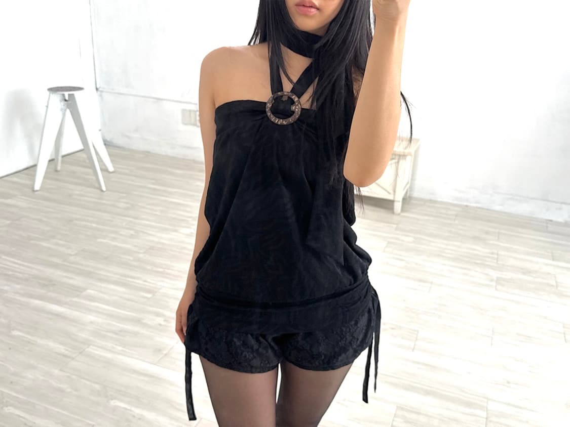 CECIL McBEE Zebra Halter Tube Top 상품이미지3