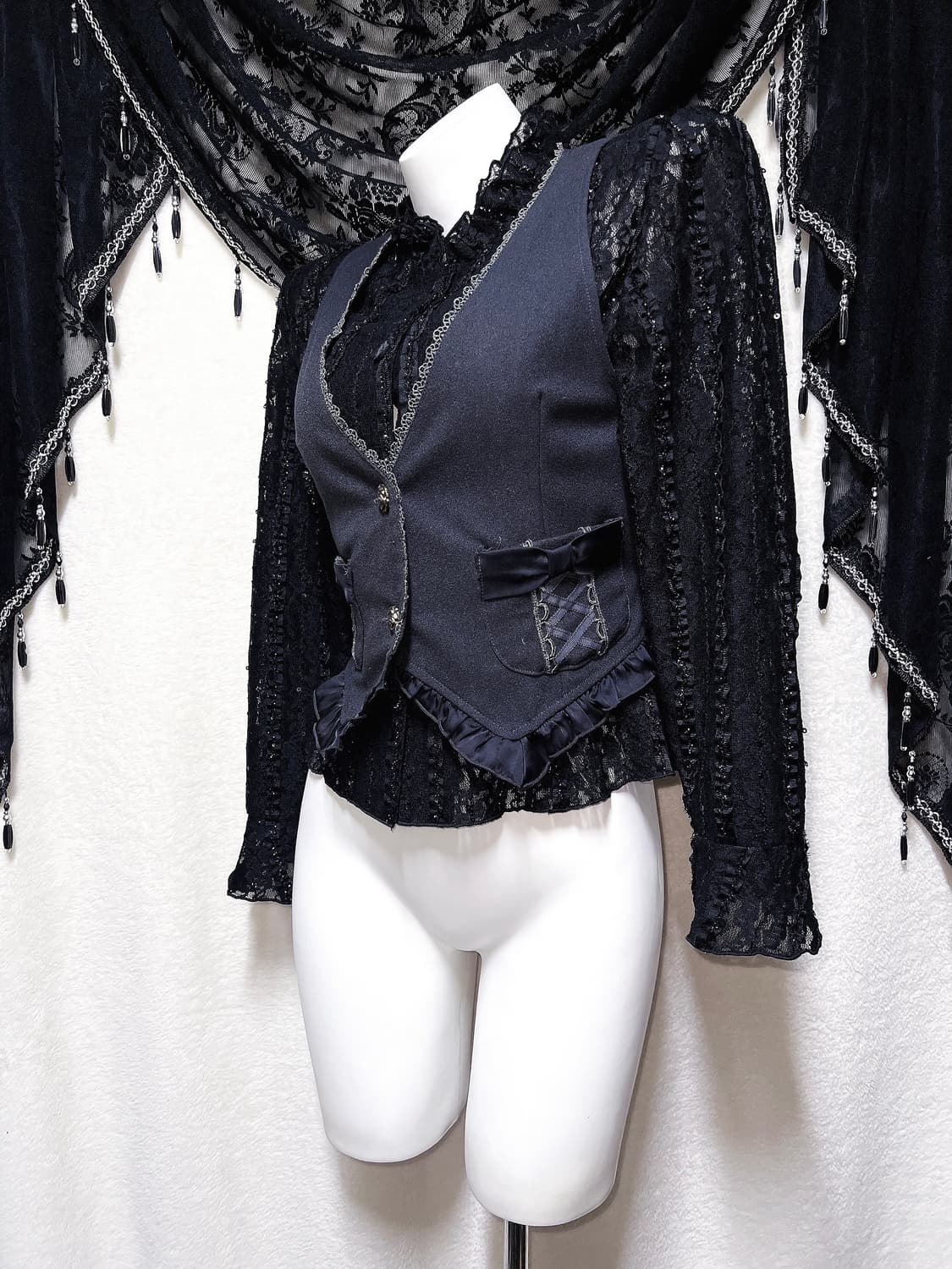 로맨틱고딕 고스로리 펑크 오리엔탈 프릴 레이스 시스루 블라우스 자켓 공겜 상품이미지4