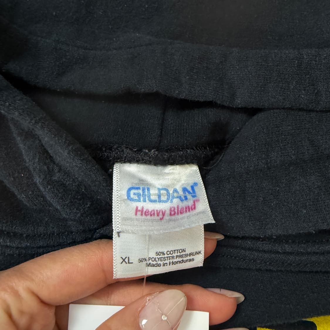 길단 옐로우 프린팅 블랙 기모 후드티 XL 상품이미지6