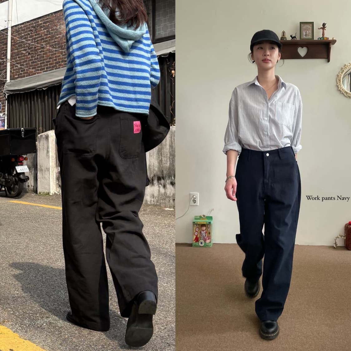 새상품) 쉬이즈큐트 워크팬츠 1사이즈 네이비/블랙 일괄 (기장 95cm) 상품이미지1