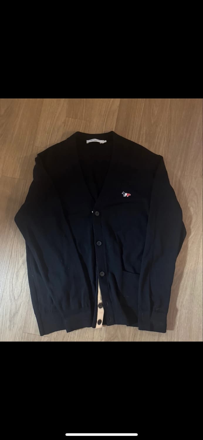 메종키츠네 트리컬러 폭스 울가디건 네이비 L 상품이미지1