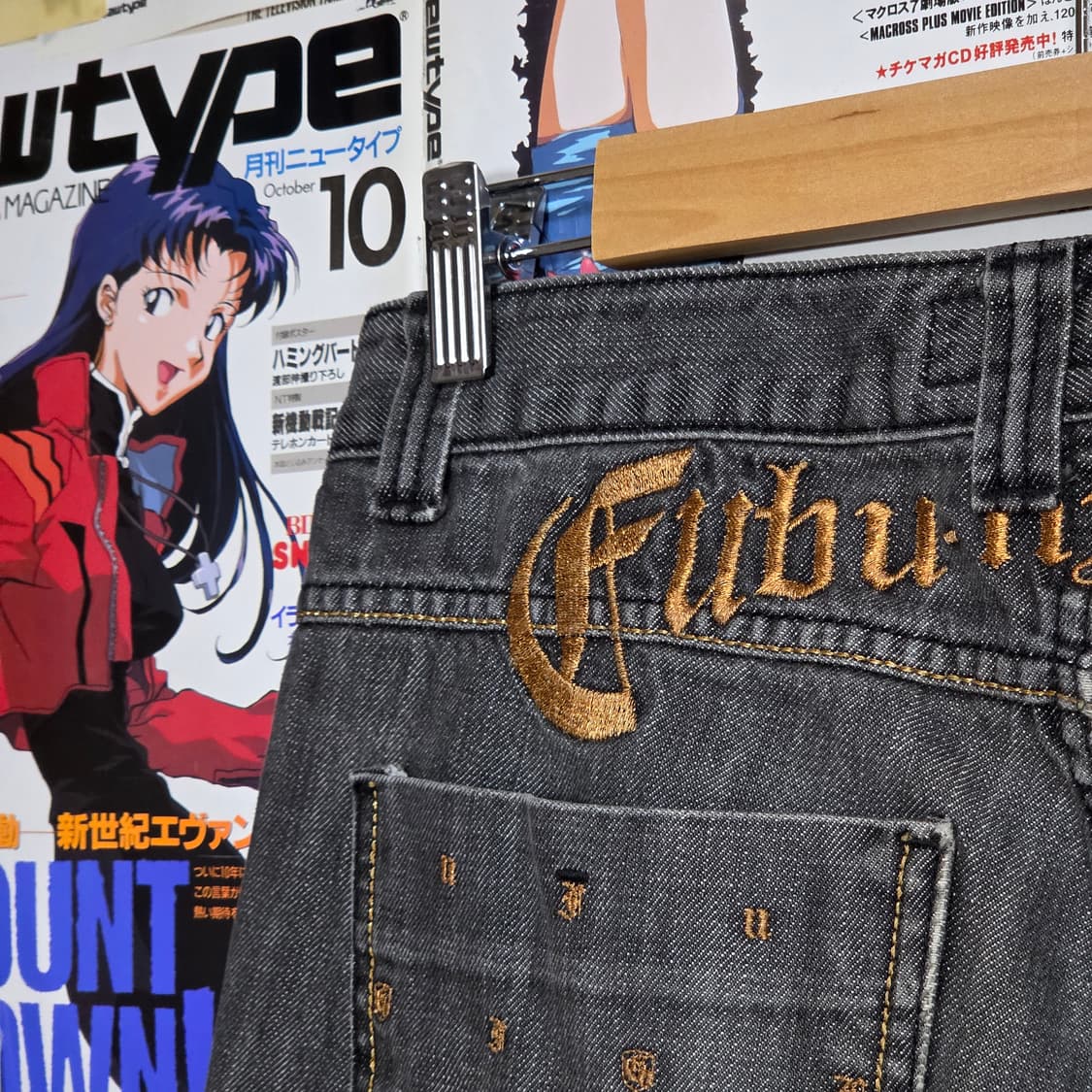 후부 그레이 골드 자수 데님 팬츠 상품이미지2