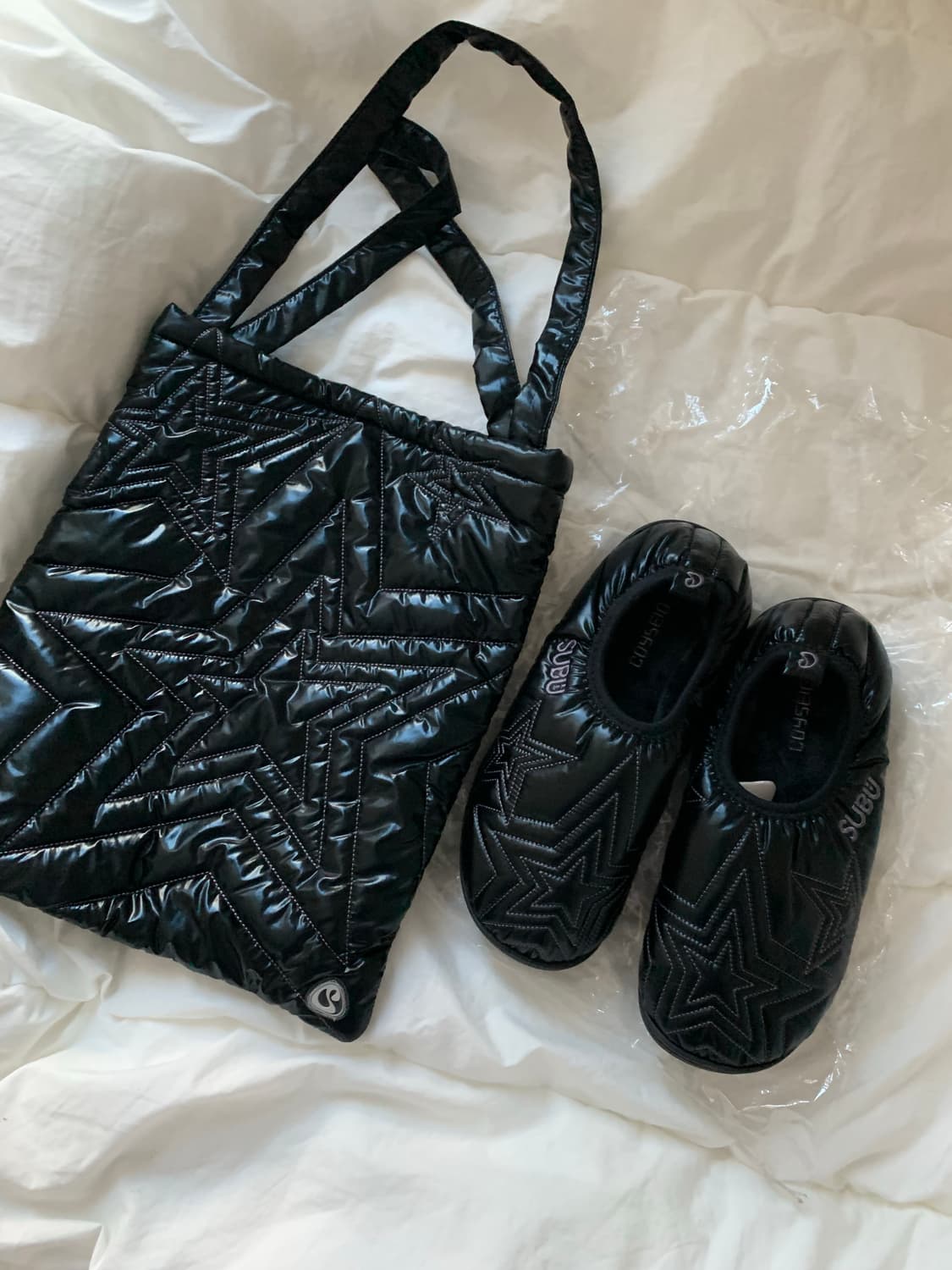 (새상품) 코이세이오 스부 멀티 스타 패딩 슈즈 + 가방 블랙 0사이즈 상품이미지3