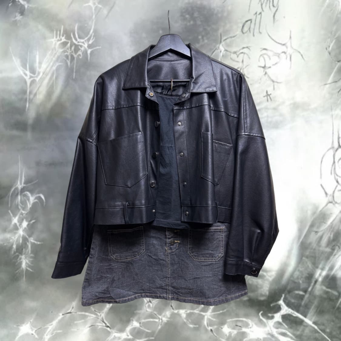 y2k 레더 코디 세트 상품이미지1