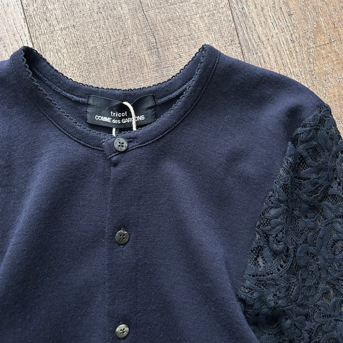 90's Lace Docking Wool Cardigan 상품이미지2