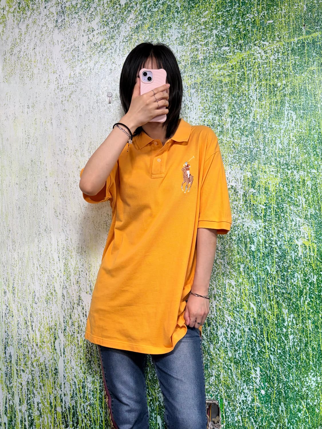 폴로 멀티 빅포니 치프키프 옐로우 오렌지 반팔 카라 티셔츠 XL 상품이미지1