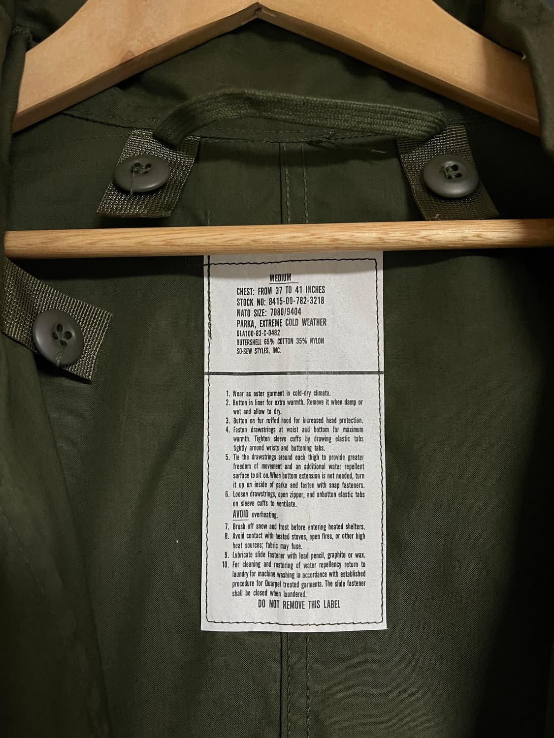 M65 피쉬테일 파카 오리지널 개파카 M 데드스탁 상품이미지3