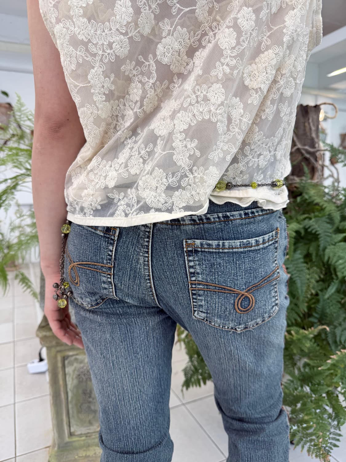 lace trim jeans 상품이미지3