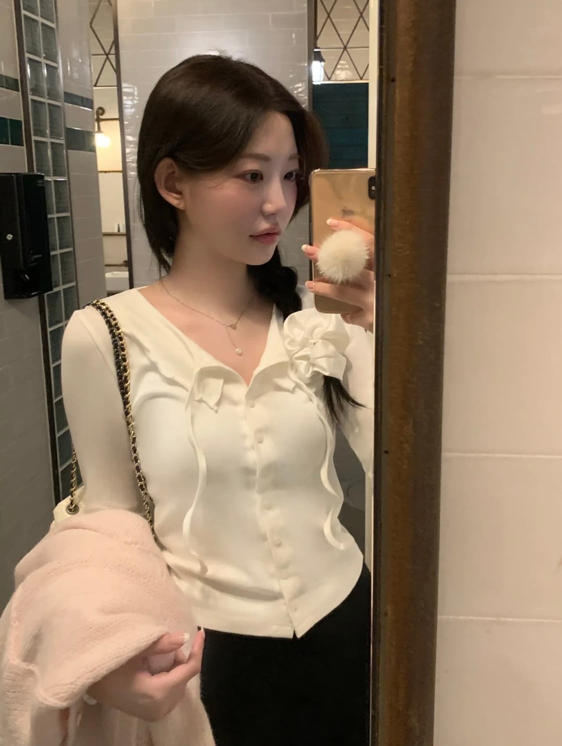 제니오 블루미 프릴 가디건 아이보리 상품이미지1