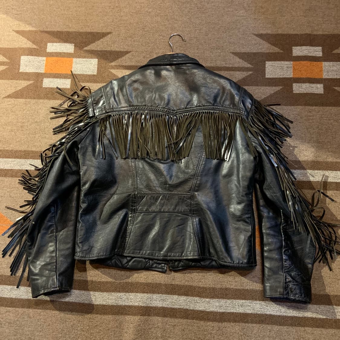 USA 90s Branded 프린지 숏 싱글라이더 자켓 M 소가죽 상품이미지6