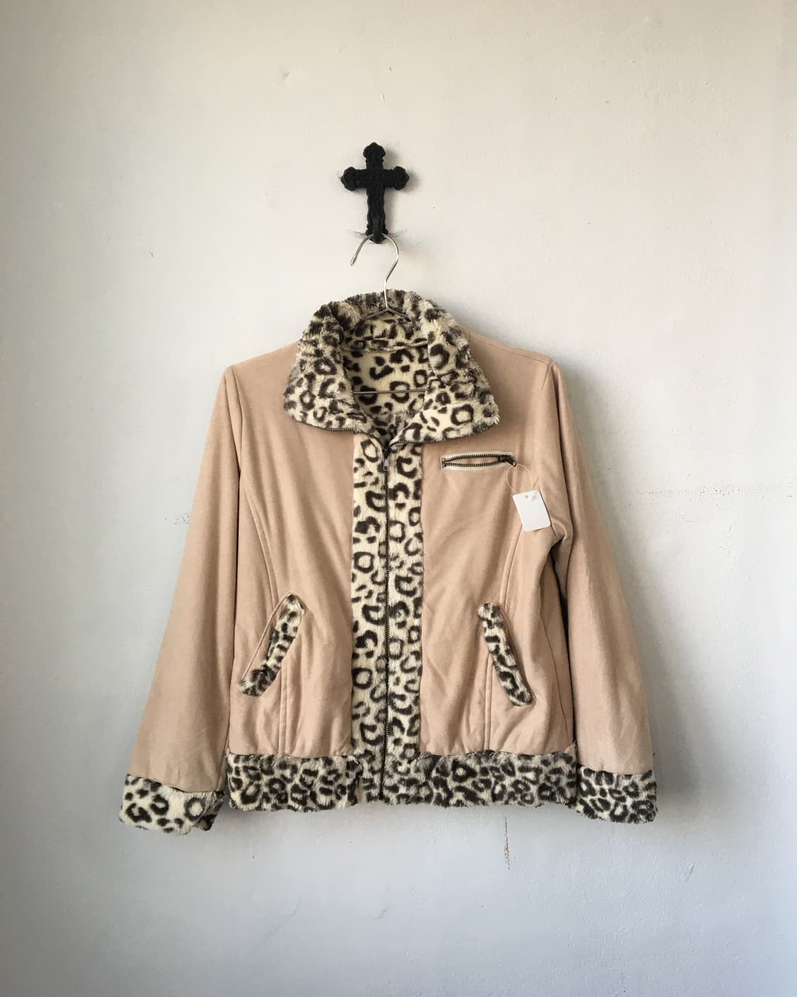Leopard pattern fur trimming jacket 상품이미지2