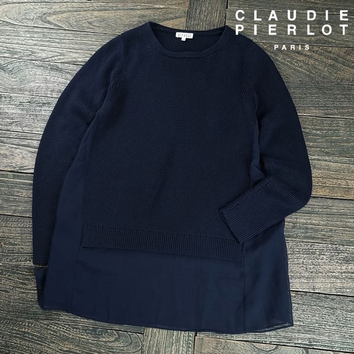 [끌로디 피에로] 레이어드 도킹 니트 네이비 M19251 상품이미지1