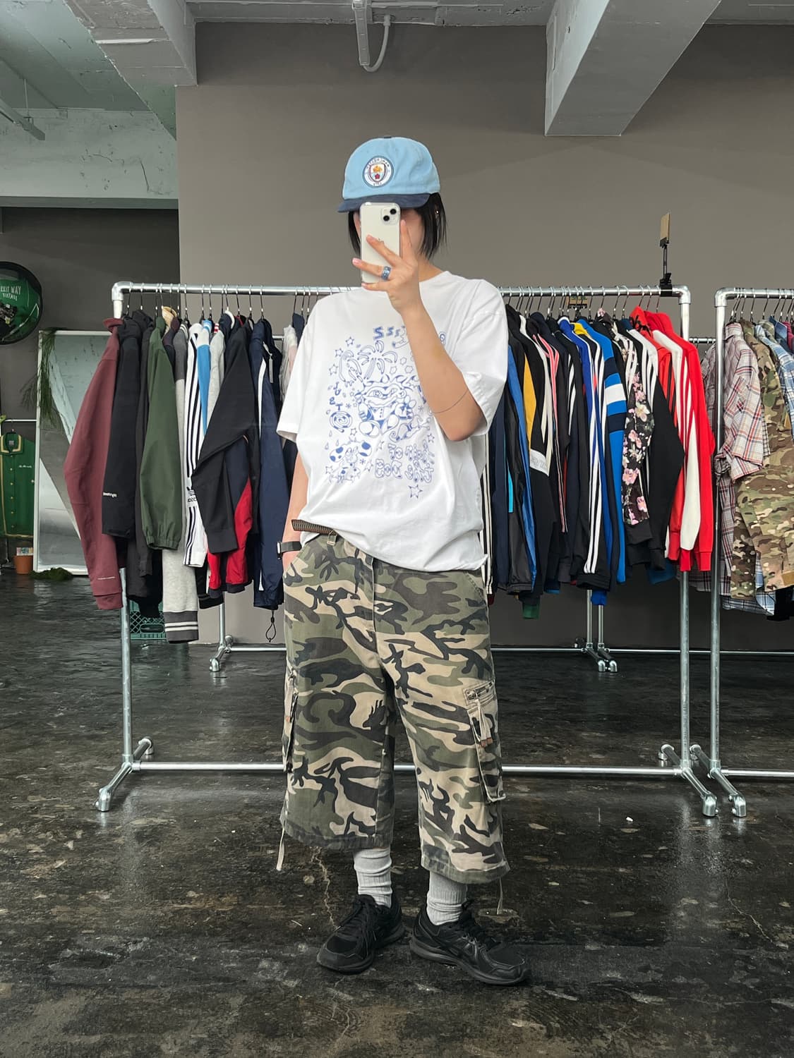 빈티지 카모플라주 카고 하프 팬츠 상품이미지1