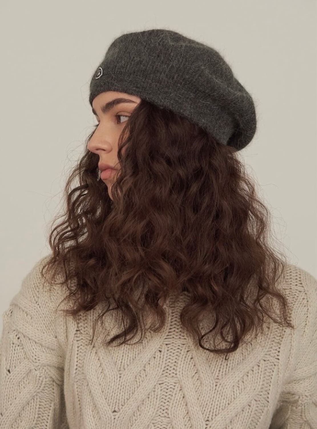 다이애그널 앙고라 베레모 그레이 상품이미지2