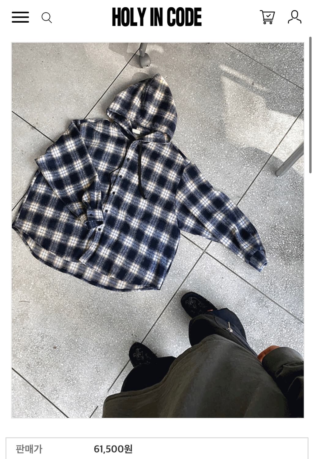 홀리인코드 후드 체크 셔츠  상품이미지1