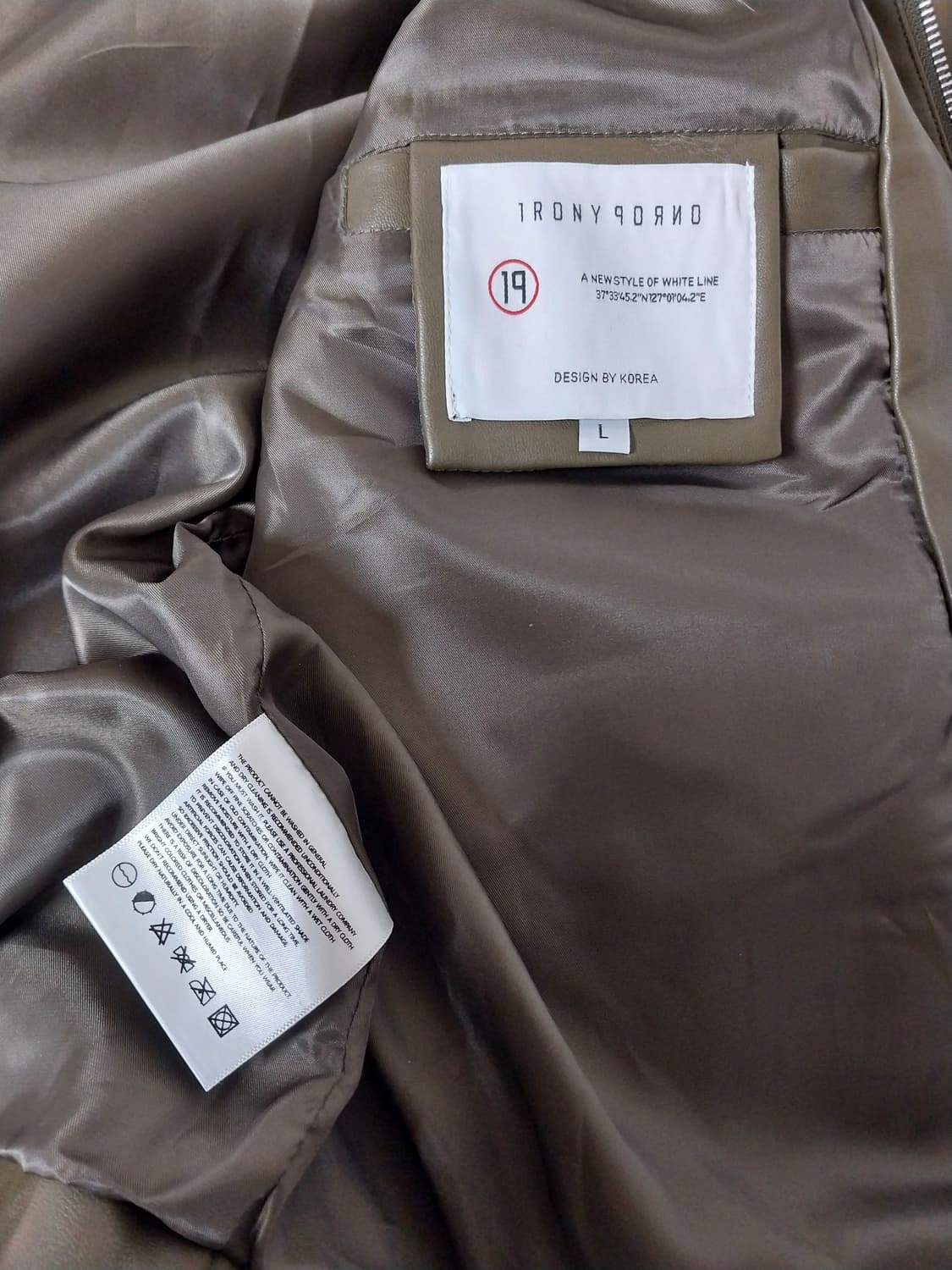 카키 브라운 비건 레더자켓 상품이미지7