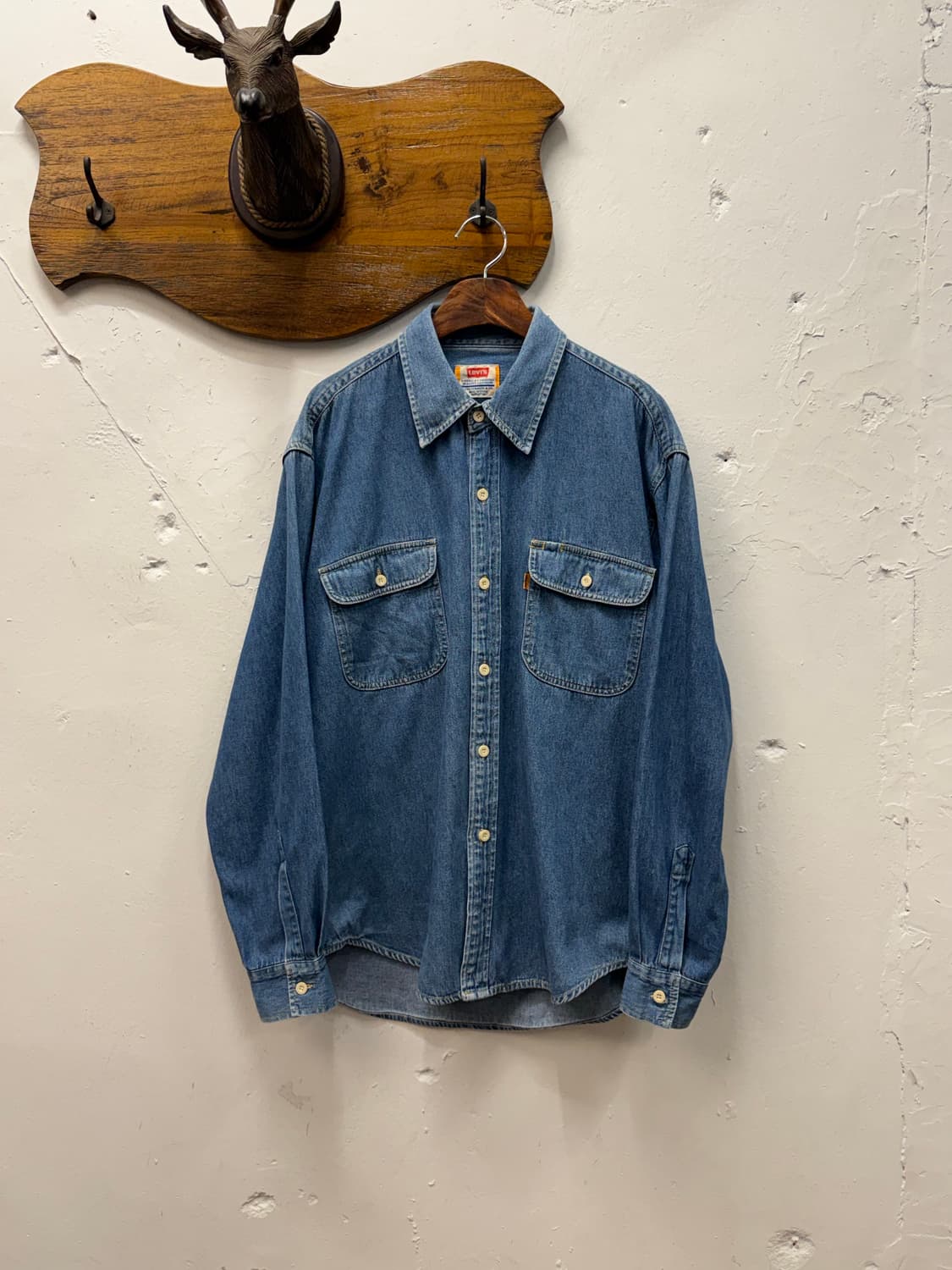 L) 90s Levi’s Orange Tab Denim Work Shir 상품이미지2