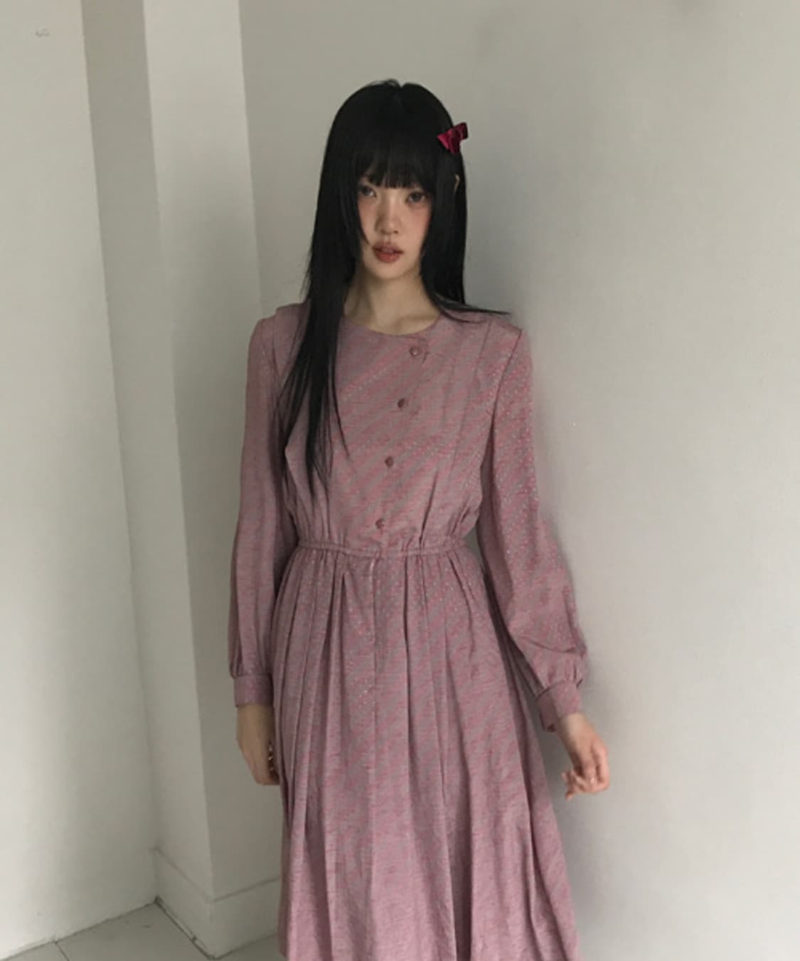 Pink Gold Button Dress 상품이미지1