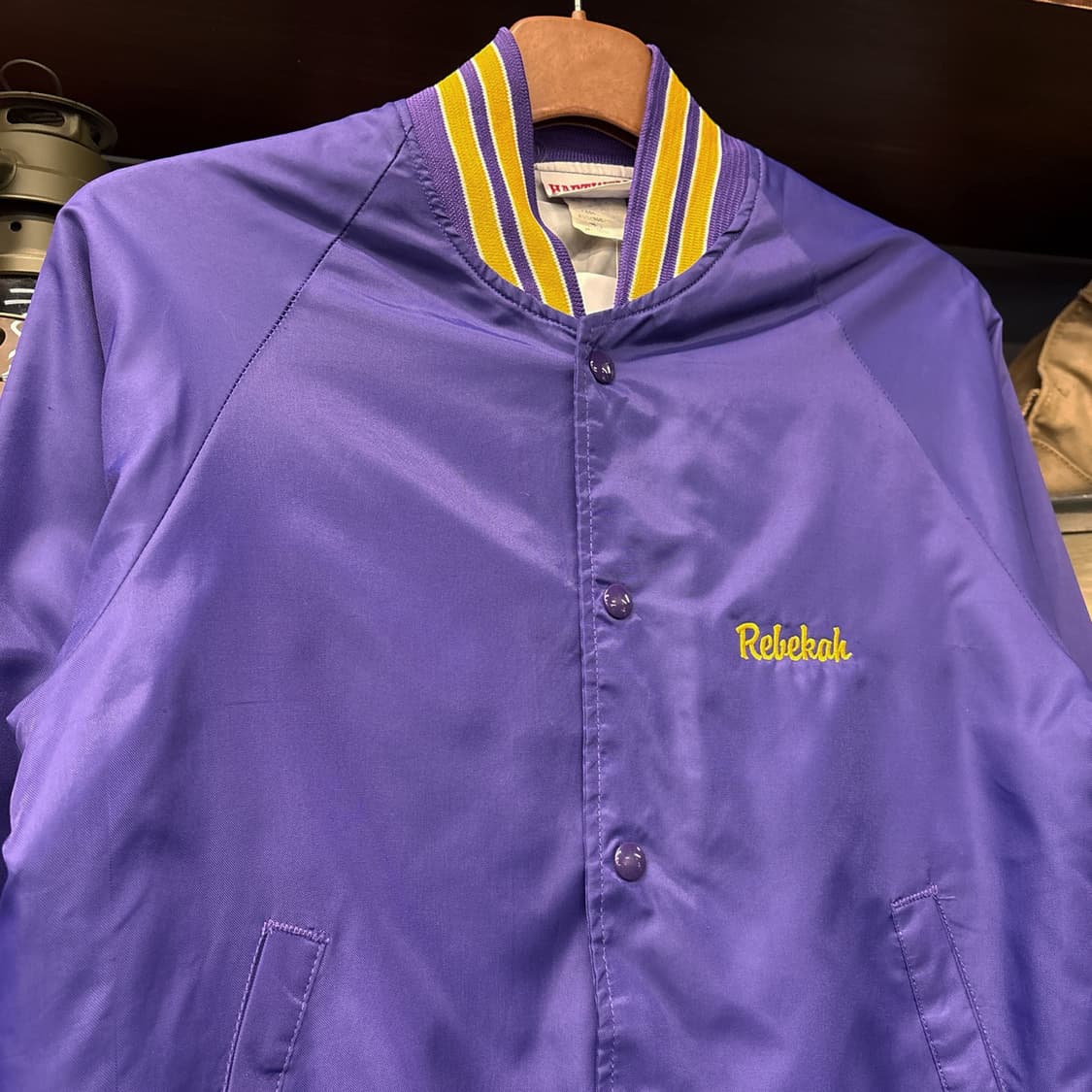 90s 하트웰 하이틴 스펠아웃 레터링 사틴 바시티 자켓 N781 상품이미지3