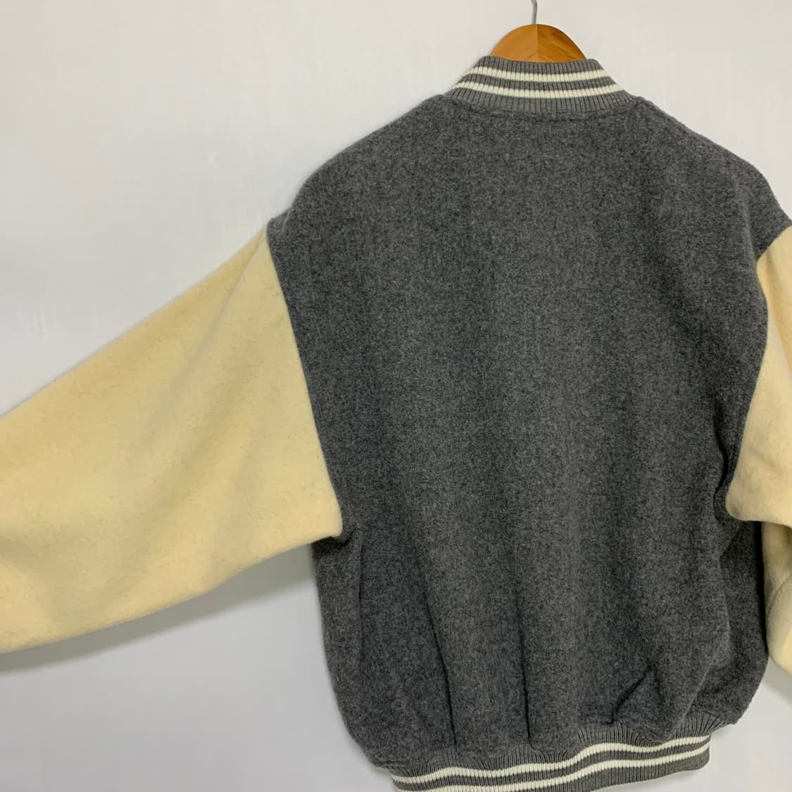맥그리거 빈티지 모직 아이보리/그레이 스타디움 바시티 자켓 L 상품이미지8